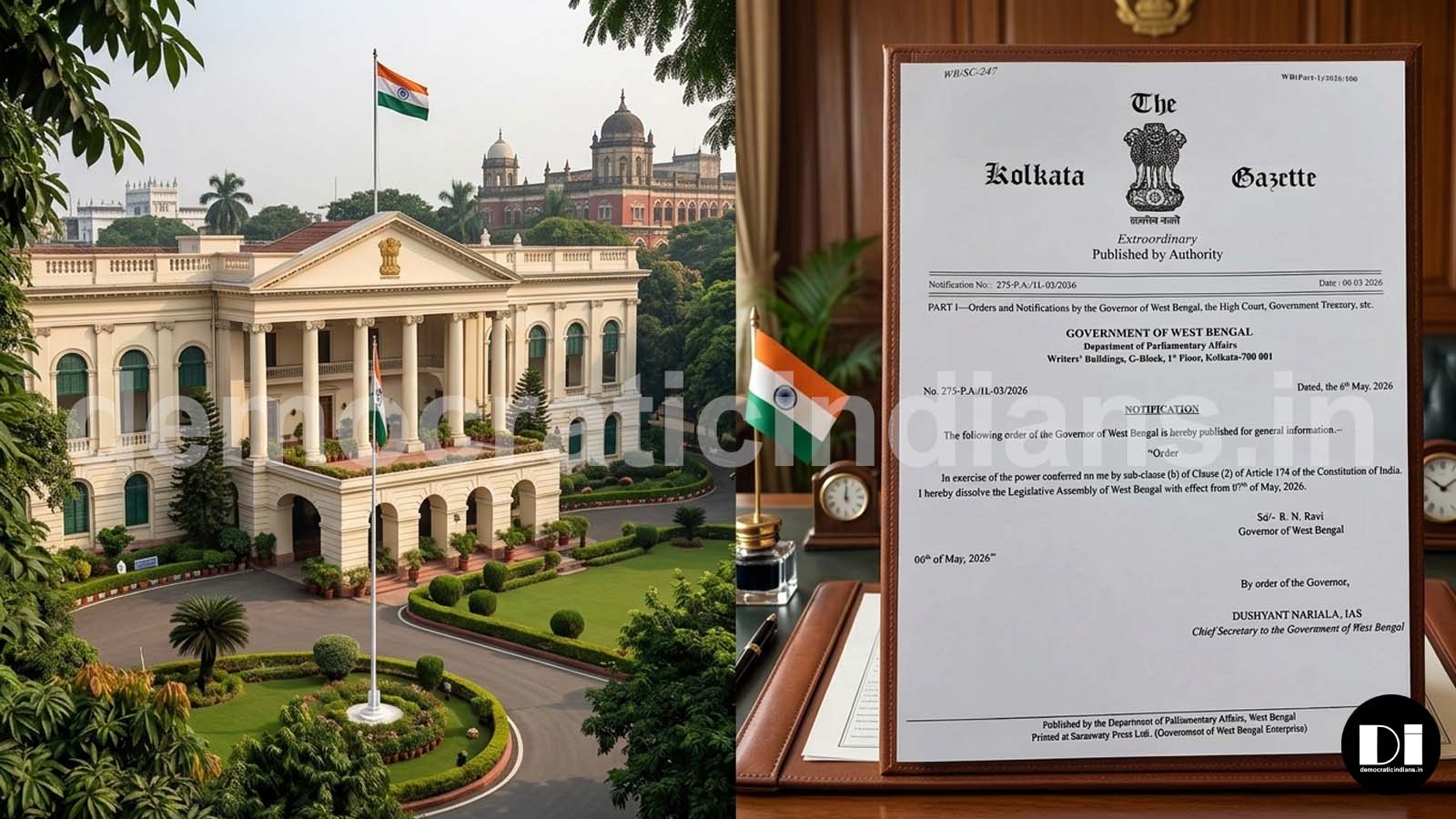 পশ্চিমবঙ্গ বিধানসভা ভেঙে দিলেন রাজ্যপাল: জনগণের রায়কে অবমাননার অভিযোগে চরম পদক্ষেপ