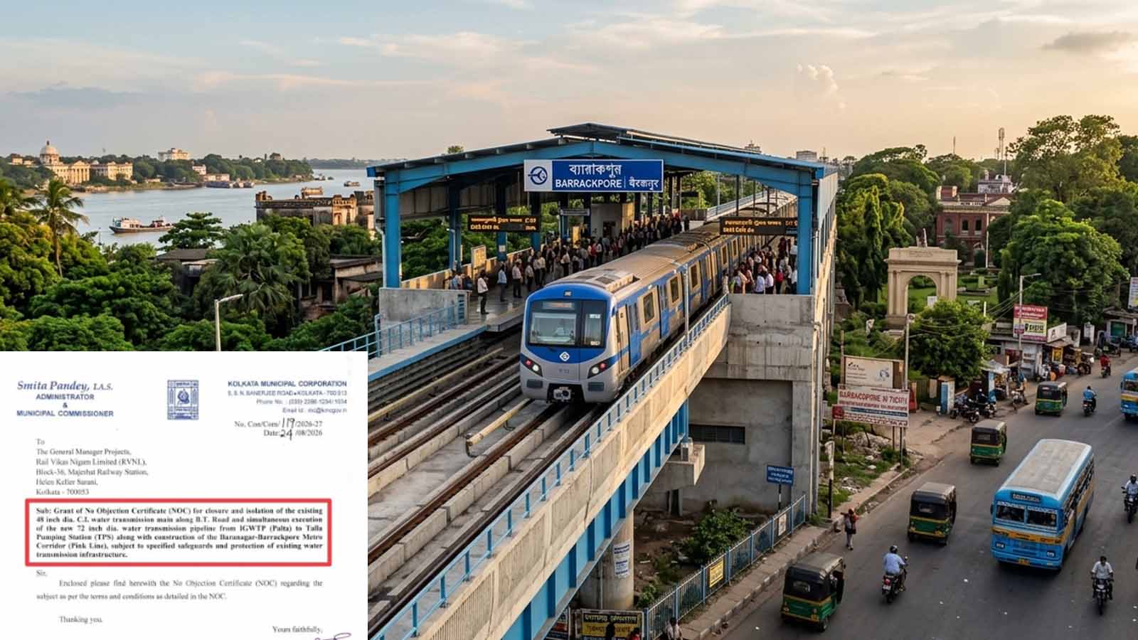 Baranagar Barrackpore Metro Pink Line: KMC-র NOC।এবার ব্যারাকপুর থেকে মেট্রো রেল